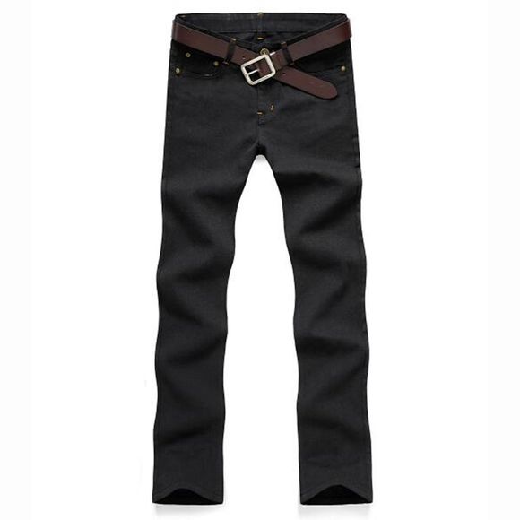 Hommes mi-hauteur Micro élastique Jeans Pantalon Pantalon simple Jeans Chino Solide - Noir 35