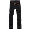Pantalon Jeans Élégant Micro Jeans Élastique Mi-Taille Chinoiserie Simple Straight Solid - Noir XL
