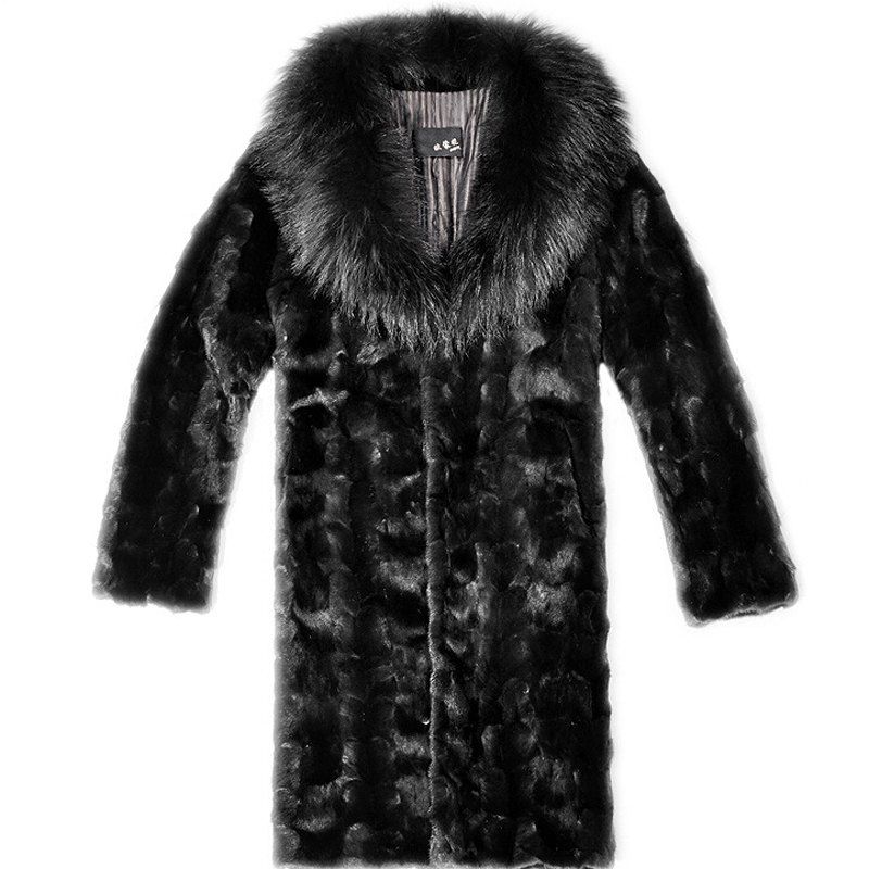 

Men's Plus Size Casual Daily Simple Fall Winter Fur Coat Solid Shirt Collar Long Sleeve Long Faux Fur, Black