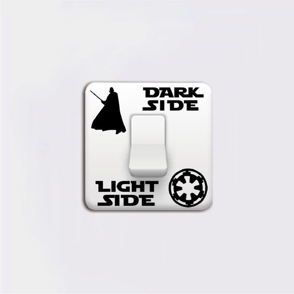 Autocollant de Commutateur Motif de Dark Side Light Side Décor de la Maison - Noir 6.5 X 8.5 CM