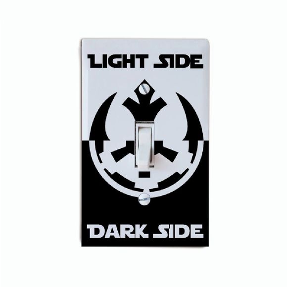 Autocollant Mural Vinyle pour Interrupteur Motif Dark Side Light Side Décor Maison - Noir 11.4 X 7.2 CM