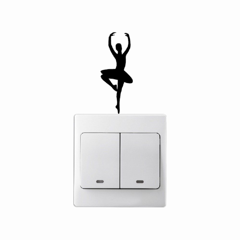 

Ballet Dancer Dancing Silhouette Switch Sticker Home Decor, Black