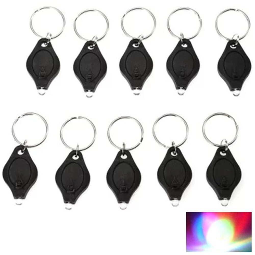 

Mini LED Flash Light Keychain Ring Torch Super Bright Colorful Light 10PCS, Black