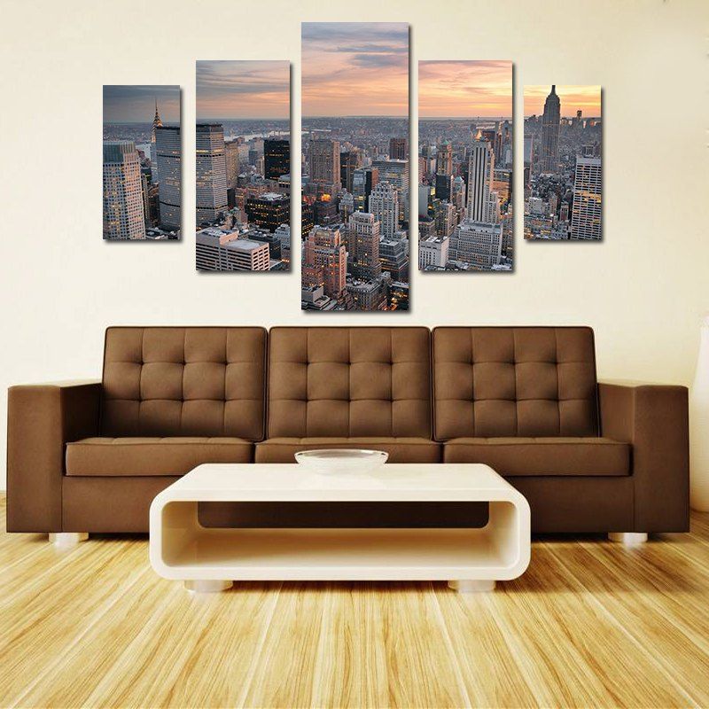 

Modern Frameless Canvas Prints of Modern City Home Decoration 5pcs, Colormix