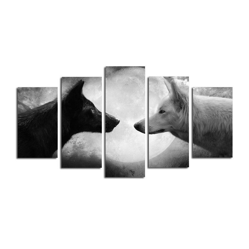 

Modern HD Prints on Canvas Frameless Home Wallart Decoration 5pcs, Grey and white