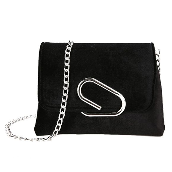 Nouveau sac de messager d'épaule chaîne de velours petit paquet carré - Noir 