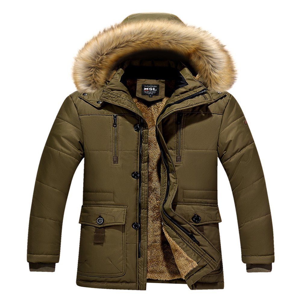 

2017 Men's Fashion Lengthen Warm Cotton Clothes, Armygreen