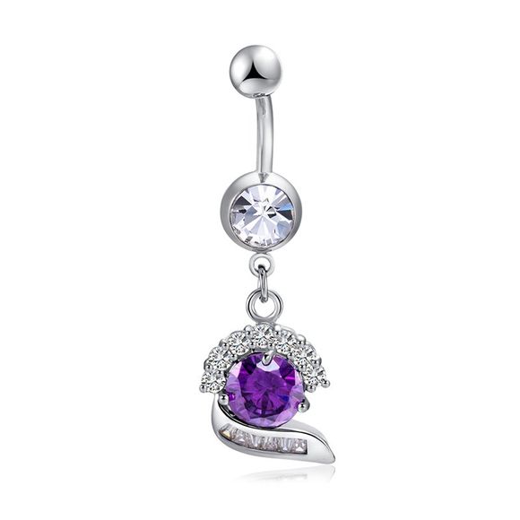 Simple CZ Navel Ring P0272 - Pourpre 