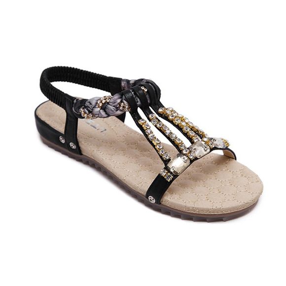 Perles de perles de forage de l'eau des femmes et sandales de pied - Noir 36