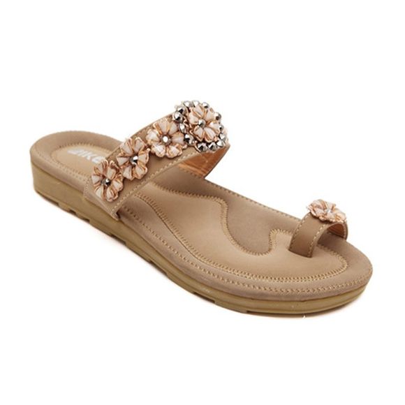 Perles de corde de forage de l'eau de sole de dames et sandales de pied - Abricot 36