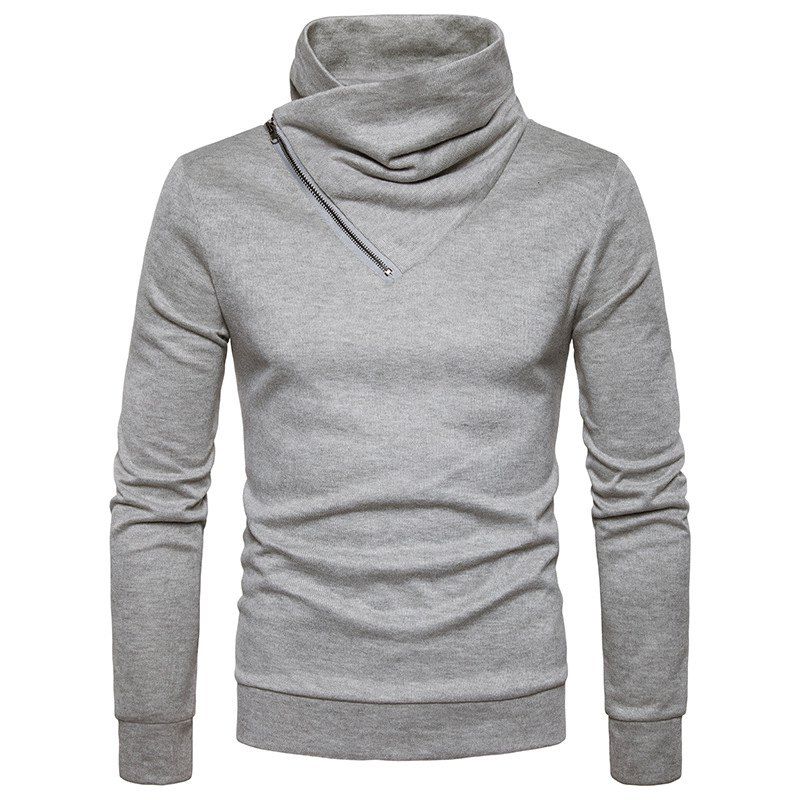 

Spring New Fashion Neckline Zipper Long Sleeved Man Body Sweater MJ22, Light gray
