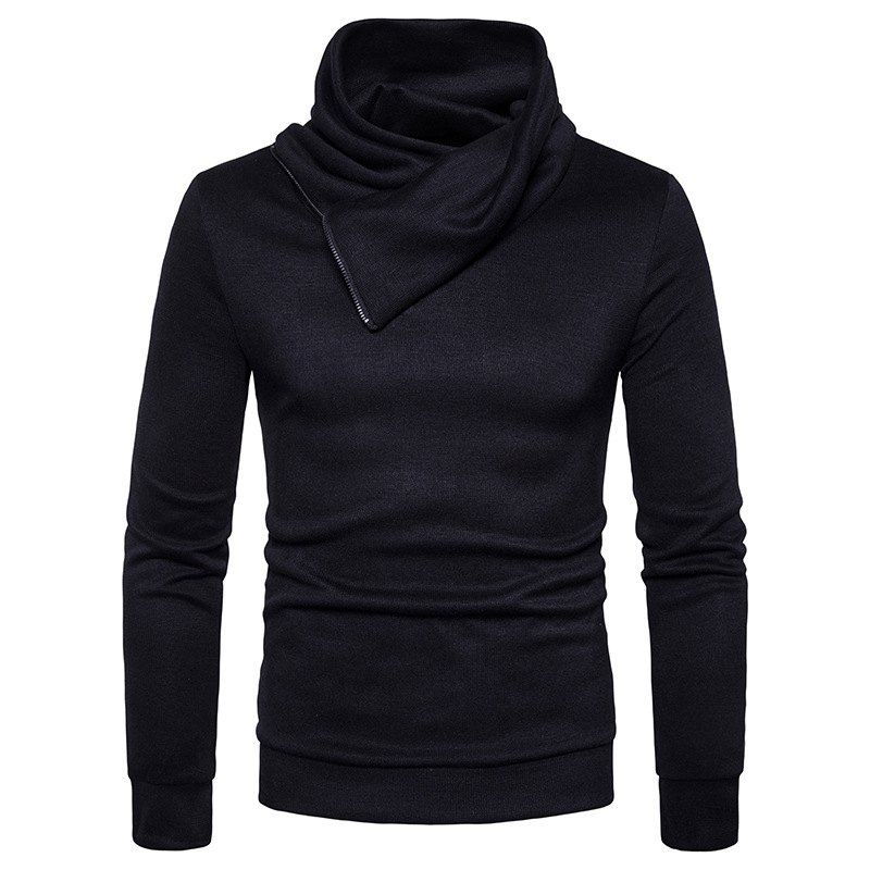

Spring New Fashion Neckline Zipper Long Sleeved Man Body Sweater MJ22, Black