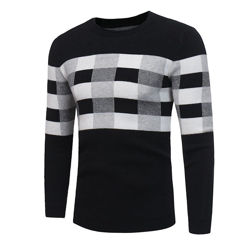 

new winter Men T-shirt sweater chest box color sweater W384, Black