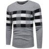 Nouveau hiver Hommes T-shirt chandail poitrine boîte couleur pull W384 - Gris M