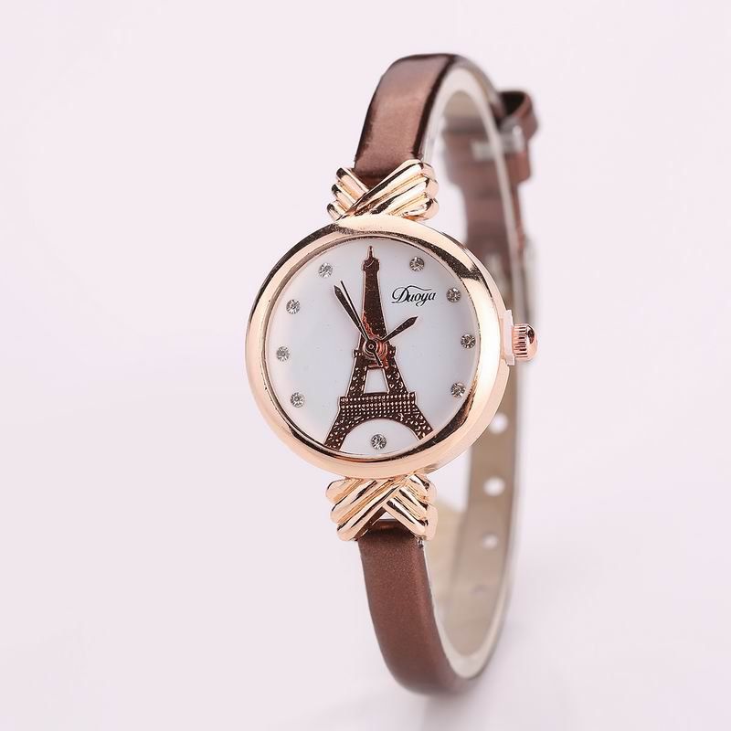 

DUOYA D129 Women Girls Tower PU Leather Quartz Wrist Watch, Coffee