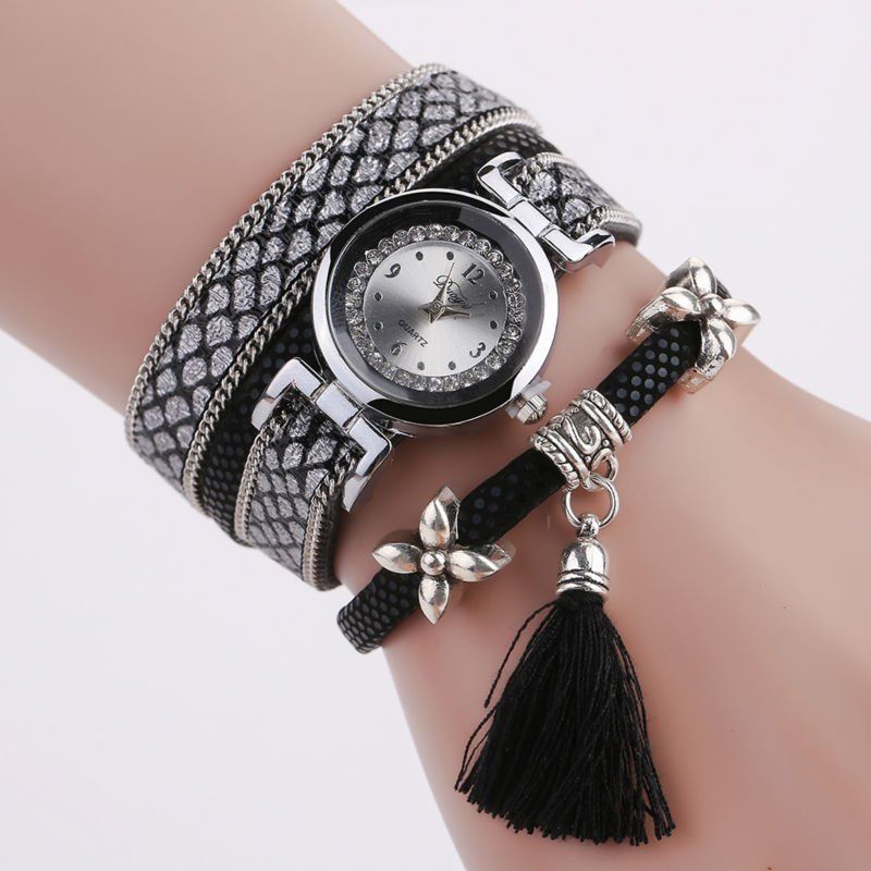 [17 OFF] 2021 DUOYA D066 Women Wrap Around Tassel Bracelet Wrist Watch
