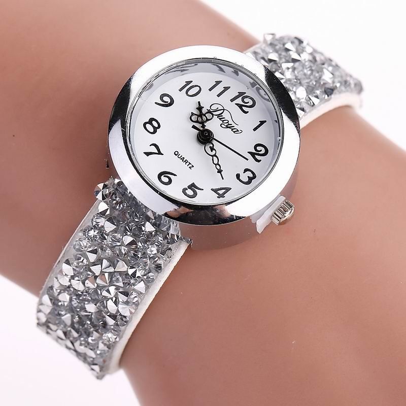 

DUOYA D065 Women Rhinestones Leather Band Quartz Wrist Watch, White