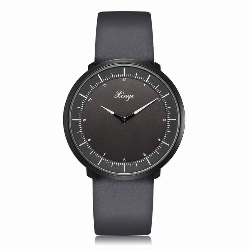

xinge Men's Unique Round Case Leather Band Watches XG1004, Grey