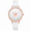 Xinge Femmes Rose Or Fleur Design Cuir Bande Montre-Bracelet 1062 - Blanc 