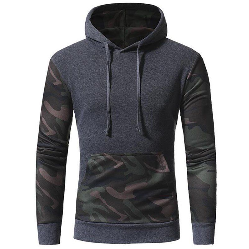 

Men's Casual Hoodie Solid Micro-elastic Cotton Long Sleeves Fall Winter, Gray