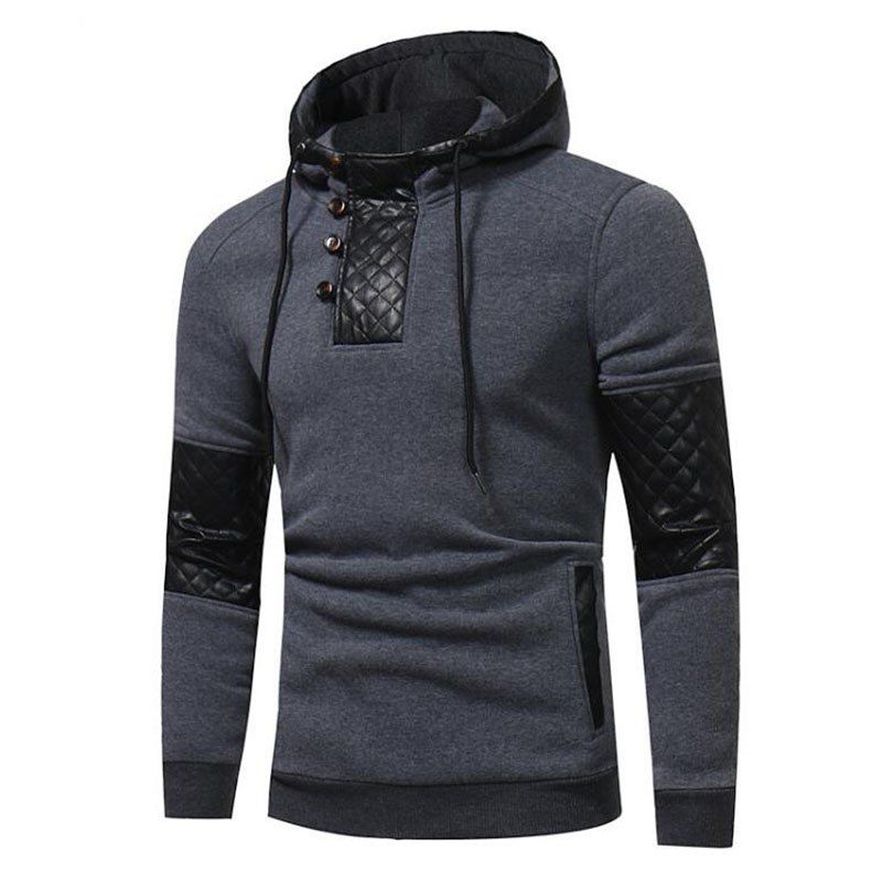 

Men's Sports Casual Daily Patchwork Stand strenchy Cotton Cotton Blend Long Sleeve Hoodie, Gray