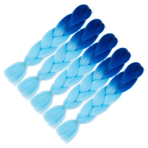 5 pcs 2 Tone Ombre Jumbo Tressage Extensions de Cheveux 24 pouce Crochet Tresses Haute Température Kanekalon Synthétique Fiber Twist - Bleu 
