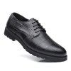 Hommes Casual tendance de la mode en cuir en caoutchouc Solid Outdoor Busness Chaussures de mariage - Noir 42