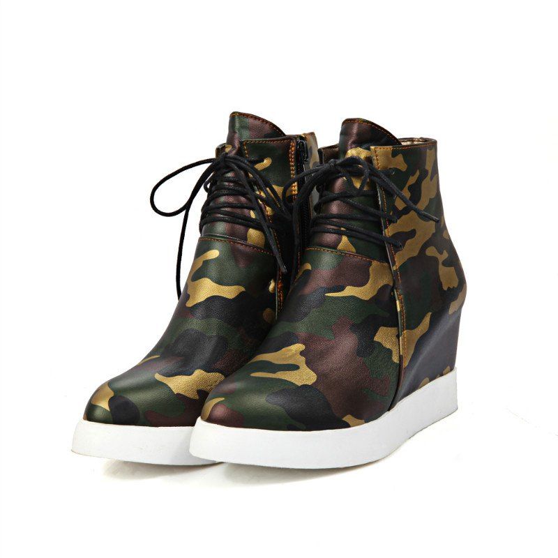 Round Flat-Bottomed High Fashion Camouflage Bare Boots от Dresslily.com INT Round Flat-Bottomed High Fashion Camouflage Bare Boots от Dresslily.com INT