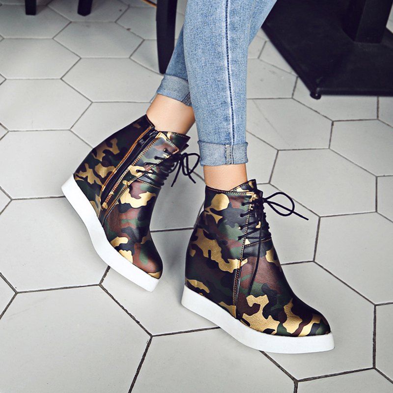 Round Flat-Bottomed High Fashion Camouflage Bare Boots от Dresslily.com INT Round Flat-Bottomed High Fashion Camouflage Bare Boots от Dresslily.com INT
