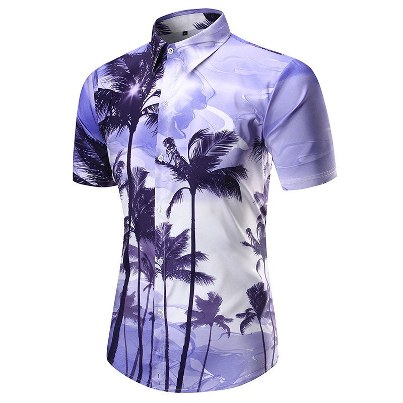 

New Summer Fashion 3D Printing Coconut Men'S Short Sleeved Shirt C18, White
