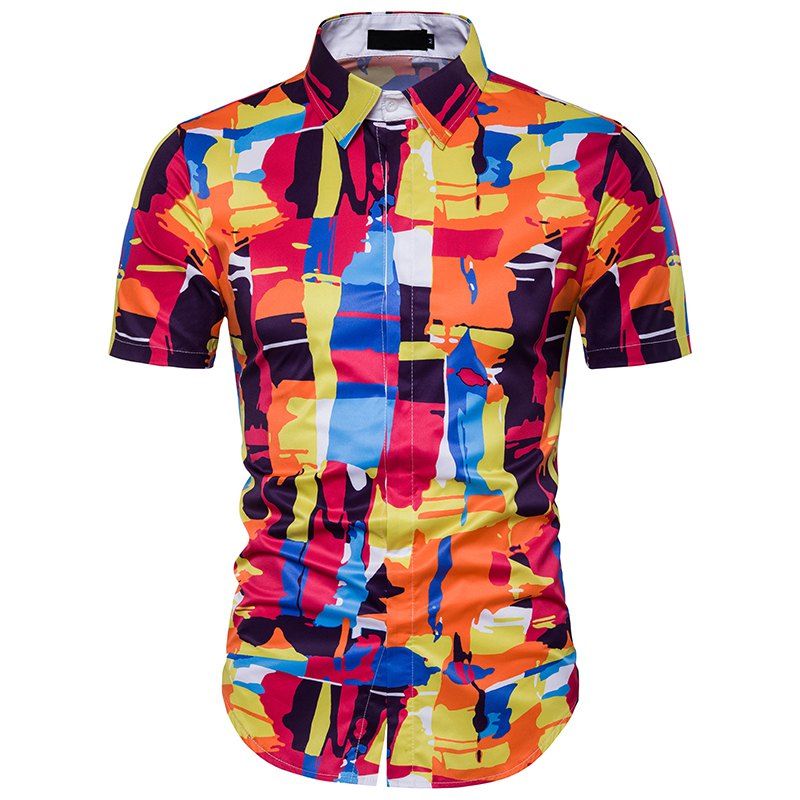 

New Man Hawaii Wind Casual Short Sleeved Beach Shirt DC42, Red