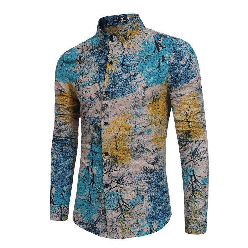

The New Spring Vacation Wind Stamp Mens Long Sleeve Shirt CS06, Oasis