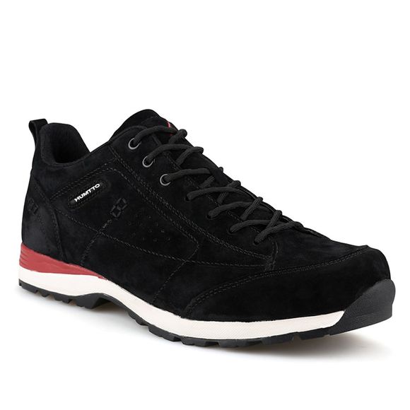 HUMTTO Hommes Trekking Chaussures Sneakers respirant Chaussures de marche en cuir - Noir et Rouge 39