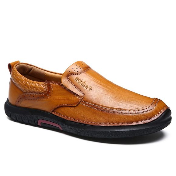 Style britannique hommes causale en cuir véritable glisser sur des chaussures de plein air de haute qualité Zapatos Hombre - Brun Légère 43