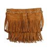 Célébrité Femmes Vintage Faux Suede Cordon Fringe Tassel Sac à bandoulière Filles Seau Sac Brun - Brun 