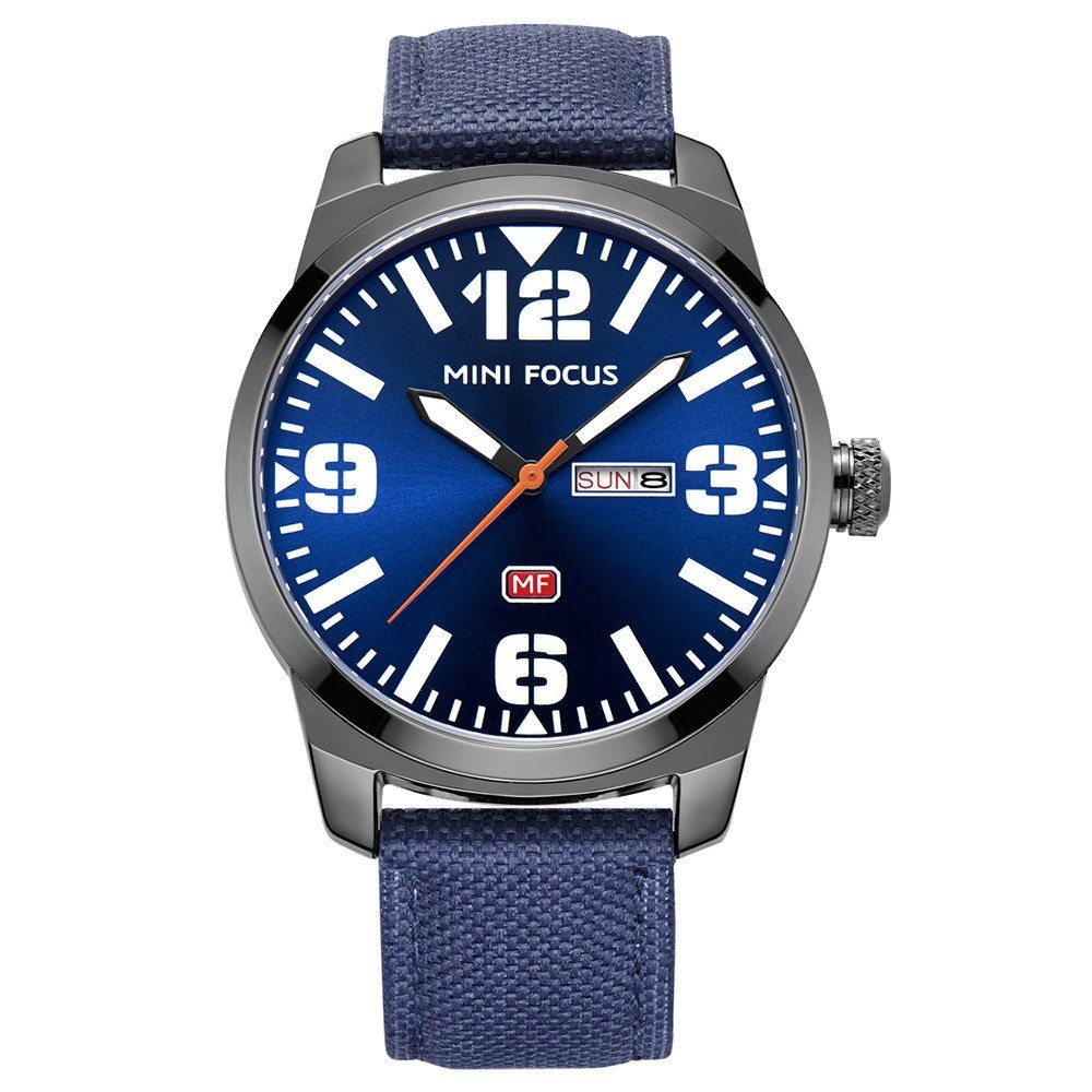 

MINIFOCUSI MF0032G 1127 Fashion Trend Band Calendar Nylon Band Men Quartz Watch, Blue band blue dial
