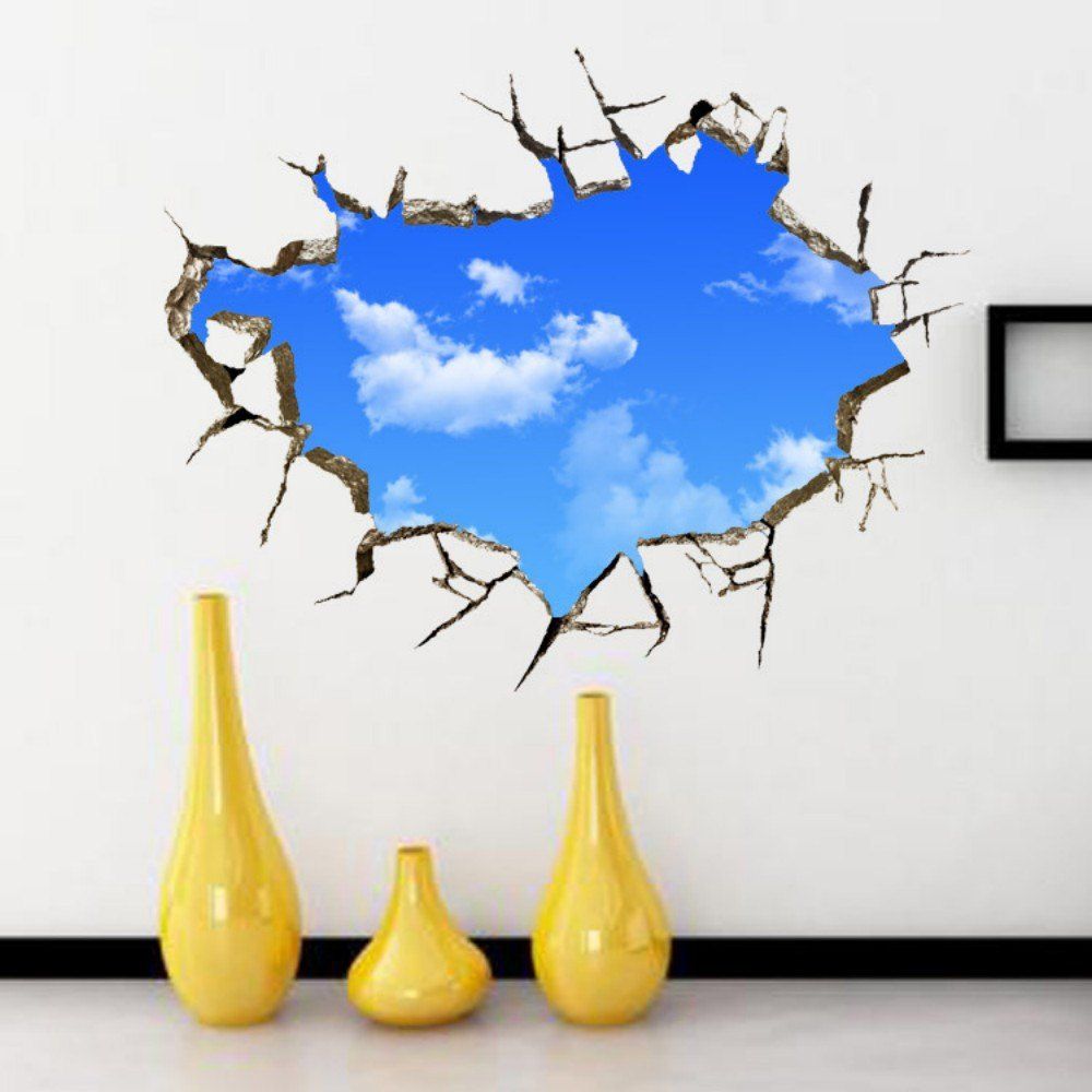 

3D Blue Sky White Cloud Wall Sticker Home Decoration, Mixed color