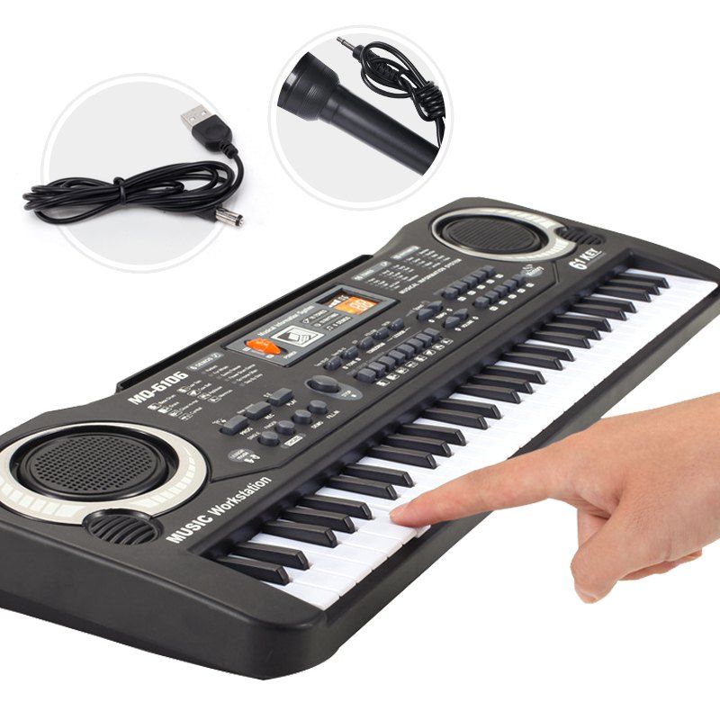 

Multi-function 61 Keys Keyboard Electronic Organ with Microphone Music Simulation Of Piano Children Toys, Black