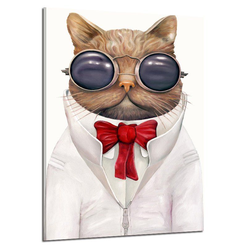 

Modern Frameless Canvas Print of Cartoon Cat Home Wall Decoration, Colorful