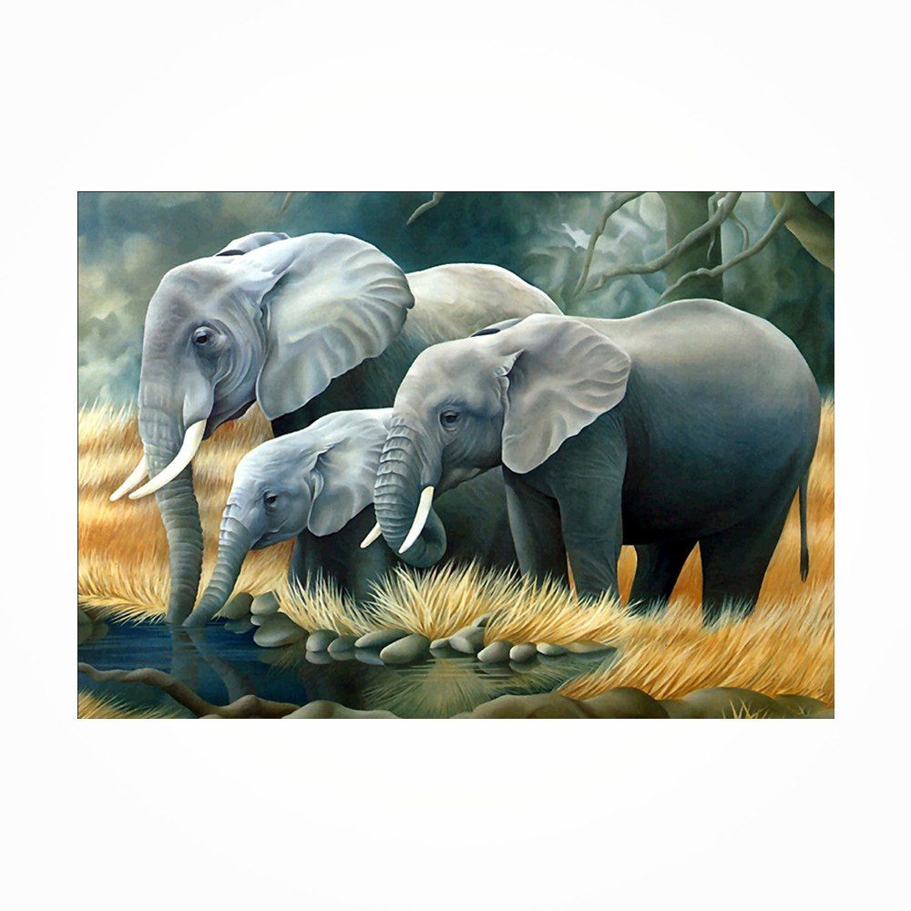 

Naiyue J542 Elephants Print Draw Diamond Drawing, Yellow + grey