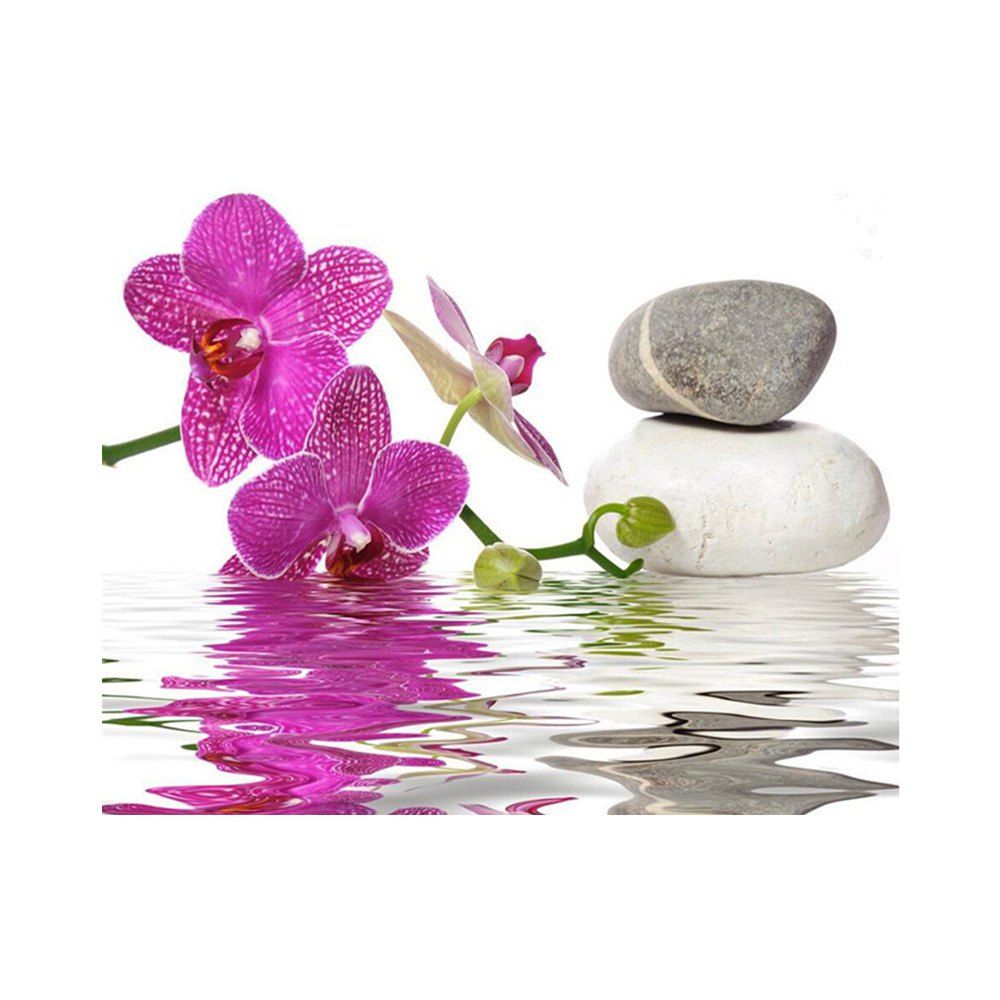 

Naiyue 7149 Reflection Flowers Print Draw Diamond Drawing, White purple