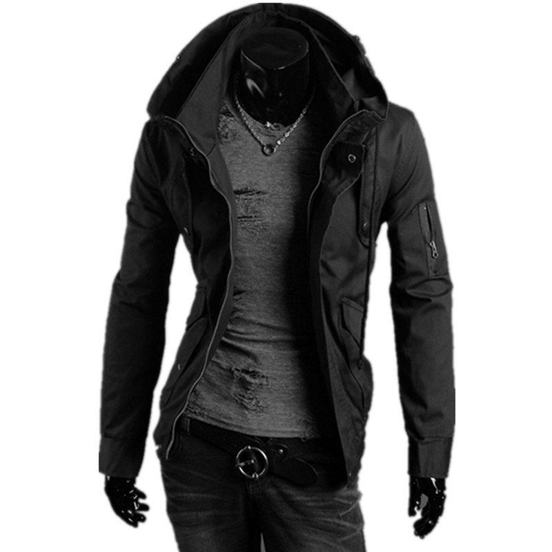 

Hooded Camouflage Zipper Men'S Jacket, Black