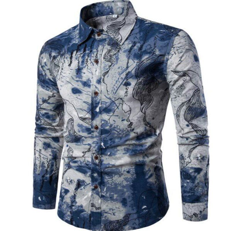 

The New Spring Men'S Fashion Shirt Retro Printing CS03, Blue