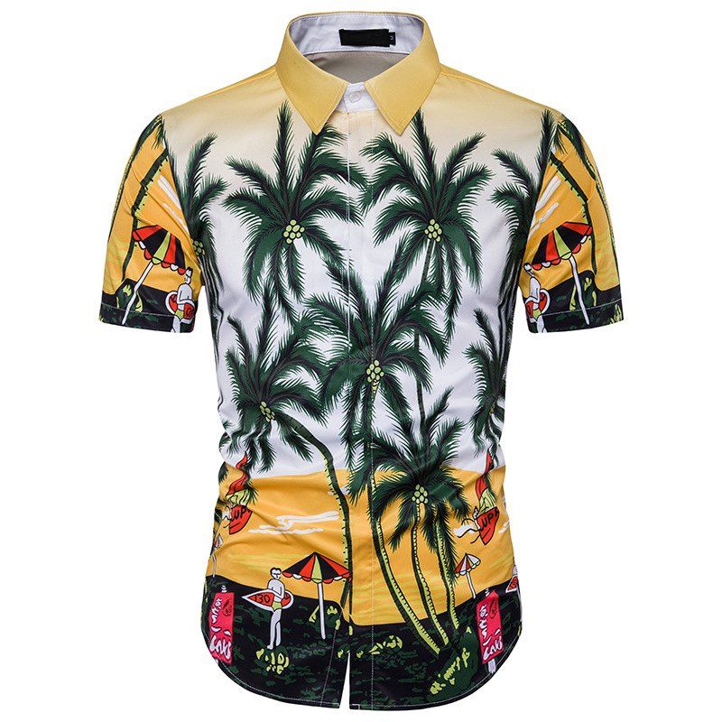 

New Man 3D Palm Print Design Hawaii Wind Short Sleeved Shirt DC38, Daisy