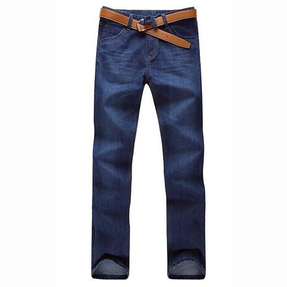 Hommes Jeans mi-montés Jeans élastiques Jeans simples Jeans solides droites - Bleu 36