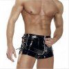 Shorts de vinyle en cuir à fermeture à glissière de taille basse de l'homme Punk pantalons courts sexy - Noir XL