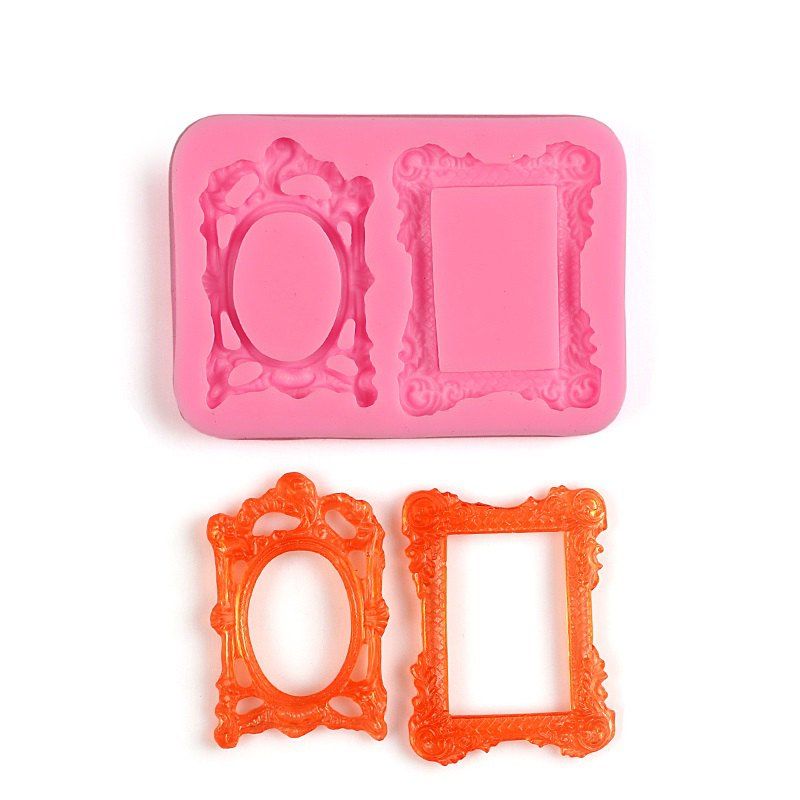

Facemile Retro Frame Mirror For Chocolate Cupcake Mold Kitchen Baking Wedding Christmas Cake Border Fondant Cake Decorating Tool, Pink