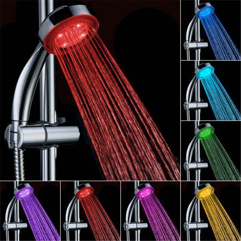 

Temperature Control 7 Color Changing LED Shower Head, Silver