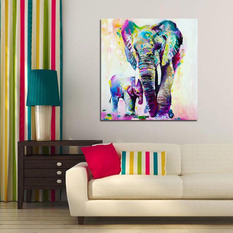 

Colorful and Warm Elephant Without Frame Oil Painting, Colour