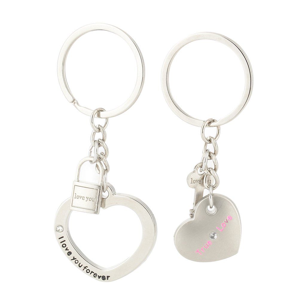 

Heart-shaped Valentine's Day Keychain Favors Wedding Souvenirs men and women key ring Gifts, Silver
